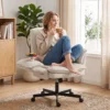Schreibtischstuhl Mit Klappbaren Armlehnen Bürostuhl Mit Rollen In Beige