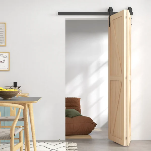 Schuifdeurbeslagset 122 Cm, Beslagset Voor Dubbele Schuifdeuren Met J vormige Hangers, Buisklemmen