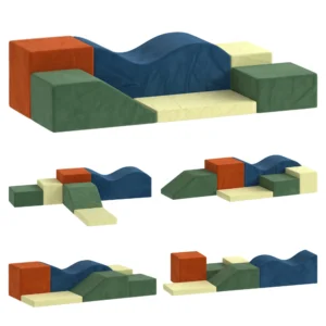 Schuim Bouwstenen Voor Kinderen Klimmen 6 delige Indoor Zachte Bouwstenen Met Antislip Onderkant Fluweelachtige Uitstraling XXL Kleurrijk