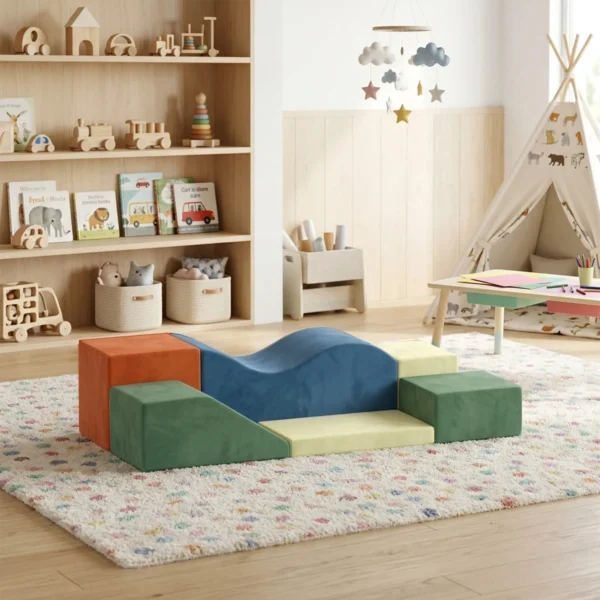 Schuim Bouwstenen Voor Kinderen Klimmen 6 delige Indoor Zachte Bouwstenen Met Antislip Onderkant Fluweelachtige Uitstraling XXL Kleurrijk