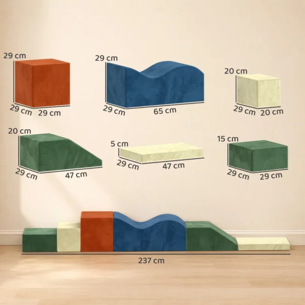Schuim Bouwstenen Voor Kinderen Klimmen 6 delige Indoor Zachte Bouwstenen Met Antislip Onderkant Fluweelachtige Uitstraling XXL Kleurrijk