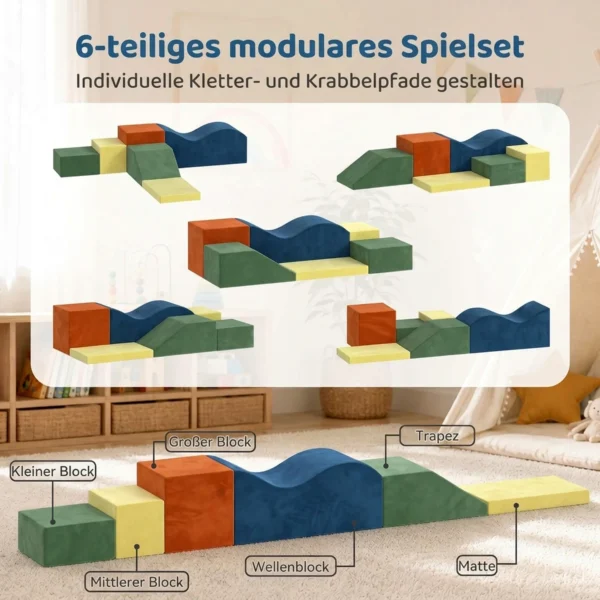 Schuim Bouwstenen Voor Kinderen Klimmen 6 delige Indoor Zachte Bouwstenen Met Antislip Onderkant Fluweelachtige Uitstraling XXL Kleurrijk
