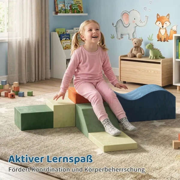 Schuim Bouwstenen Voor Kinderen Klimmen 6 delige Indoor Zachte Bouwstenen Met Antislip Onderkant Fluweelachtige Uitstraling XXL Kleurrijk
