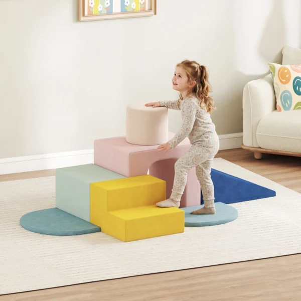 Schuim Bouwstenen Voor Kinderen Klimmen 8 delige Indoor Zachte Bouwstenen Met Wasbare Hoes XXL Antislip Kleurrijk