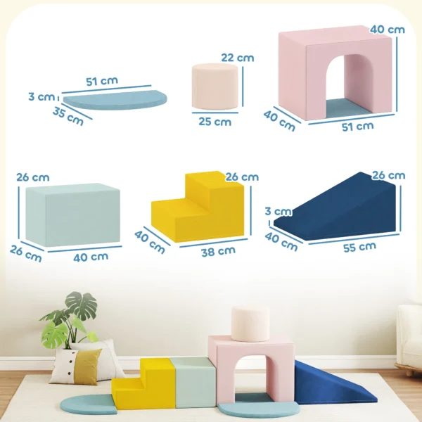 Schuim Bouwstenen Voor Kinderen Klimmen 8 delige Indoor Zachte Bouwstenen Met Wasbare Hoes XXL Antislip Kleurrijk