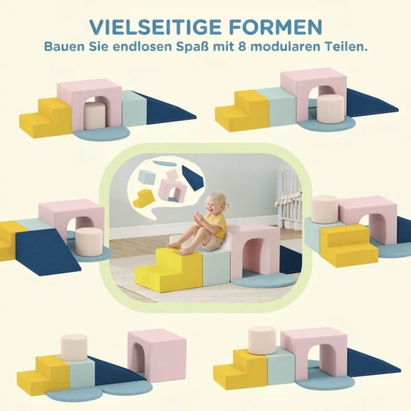 Schuim Bouwstenen Voor Kinderen Klimmen 8 delige Indoor Zachte Bouwstenen Met Wasbare Hoes XXL Antislip Kleurrijk