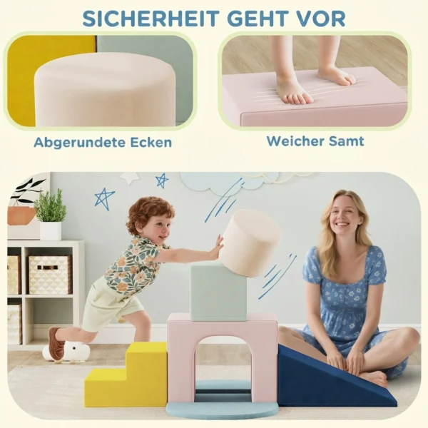 Schuim Bouwstenen Voor Kinderen Klimmen 8 delige Indoor Zachte Bouwstenen Met Wasbare Hoes XXL Antislip Kleurrijk