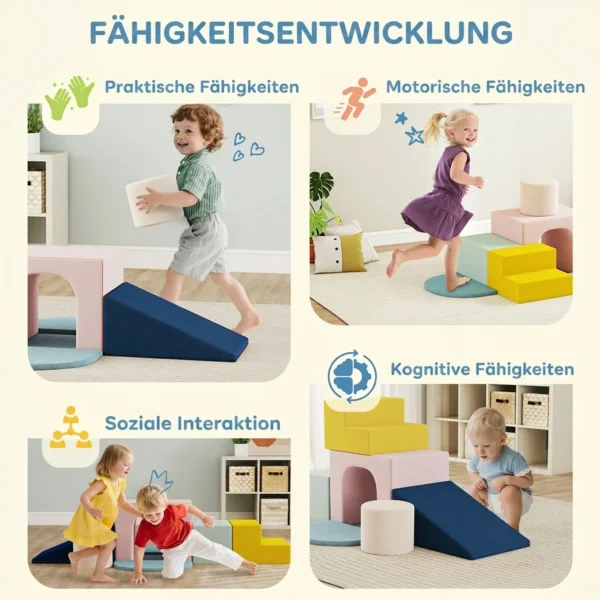 Schuim Bouwstenen Voor Kinderen Klimmen 8 delige Indoor Zachte Bouwstenen Met Wasbare Hoes XXL Antislip Kleurrijk
