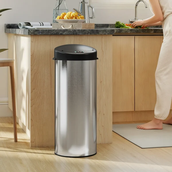 Sensor Prullenbak 55L Contactloze Afvalbak Met Soft Close Deksel Van Roestvrij Staal Voor Keuken Fitnessruimte