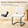 Set Van 2 Moderne Eetkamerstoelen, Vrijhangende Stoel Met Hoge Rugleuning, Teddyfleece look Voor Keuken, Eettafel Crème