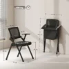 Set Van 2 Opklapbare Campingstoelen Met Netrugleuning, Opvouwbare Bureaustoel Met Stalen Frame Voor Gasten, Kantoor, Zwart