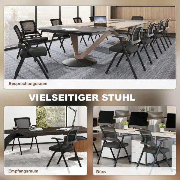 Set Van 2 Opklapbare Campingstoelen Met Netrugleuning, Opvouwbare Bureaustoel Met Stalen Frame Voor Gasten, Kantoor, Zwart