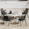 Set Van 2 Opklapbare Campingstoelen Met Netrugleuning, Opvouwbare Bureaustoel Met Stalen Frame Voor Gasten, Kantoor, Zwart