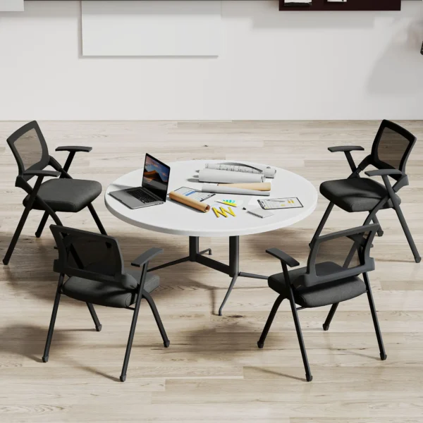 Set Van 2 Opklapbare Campingstoelen Met Netrugleuning, Opvouwbare Bureaustoel Met Stalen Frame Voor Gasten, Kantoor, Zwart