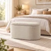 Sitzbank Mit Stauraum 3 teiliges Ineinanderstellbares Cord Truhenbank Hocker Set Beige