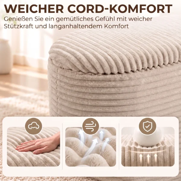 Sitzbank Mit Stauraum 3 teiliges Ineinanderstellbares Cord Truhenbank Hocker Set Beige