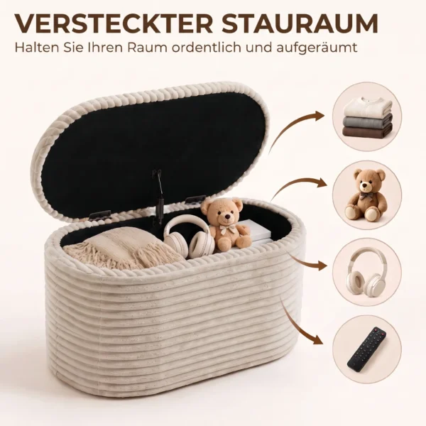 Sitzbank Mit Stauraum 3 teiliges Ineinanderstellbares Cord Truhenbank Hocker Set Beige