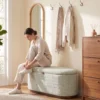 Sitzbank Mit Stauraum Aus Modernem Chenille Truhenbank In 91 Cm Beige
