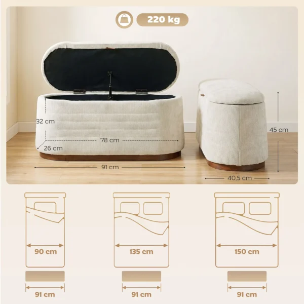 Sitzbank Mit Stauraum Aus Modernem Chenille Truhenbank In 91 Cm Beige