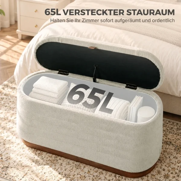 Sitzbank Mit Stauraum Aus Modernem Chenille Truhenbank In 91 Cm Beige