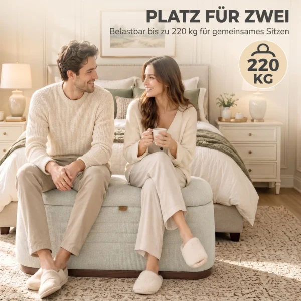 Sitzbank Mit Stauraum Aus Modernem Chenille Truhenbank In 91 Cm Beige