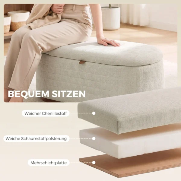 Sitzbank Mit Stauraum Aus Modernem Chenille Truhenbank In 91 Cm Beige