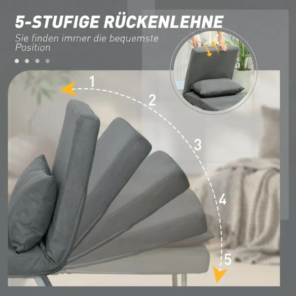 Slaapstoel, Gestoffeerde Stoel, Om Te Zetten In Een Logeerbed, Ergonomisch, Donkergrijs