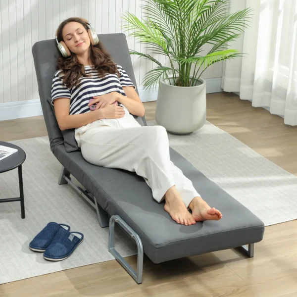 Slaapstoel, Gestoffeerde Stoel, Om Te Zetten In Een Logeerbed, Ergonomisch, Donkergrijs
