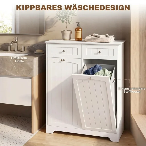 Smalle Vrijstaande Badkamerkast Met Lades En Waskoker Badkamerkast 78x38x90 Cm Wit