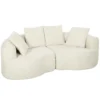 Sofa 3 zits 207 Cm Cloud Sofa Met Chenille look, 4 Sierkussens Voor Slaapkamer, Montage Zonder Gereedschap, Crèmewit