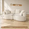 Sofa 3 zits 207 Cm Cloud Sofa Met Chenille look, 4 Sierkussens Voor Slaapkamer, Montage Zonder Gereedschap, Crèmewit