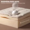 Sofa 3 zits 207 Cm Cloud Sofa Met Chenille look, 4 Sierkussens Voor Slaapkamer, Montage Zonder Gereedschap, Crèmewit