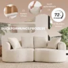 Sofa 3 zits 207 Cm Cloud Sofa Met Chenille look, 4 Sierkussens Voor Slaapkamer, Montage Zonder Gereedschap, Crèmewit