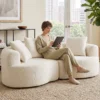 Sofa 3 zits 207 Cm Cloud Sofa Met Chenille look, 4 Sierkussens Voor Slaapkamer, Montage Zonder Gereedschap, Crèmewit