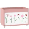 Speelgoedkist, Opbergdoos Met Wielen En Remmen, 34,5 L Open Speelgoedkist Met Bloemenpatroon, 50 X 30 X 33,5 Cm