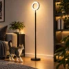 Staande Lamp 42W LED Dimbaar 3 Kleurtemperaturen Plafondschijnwerper Verstelbare Ringkop Zwart
