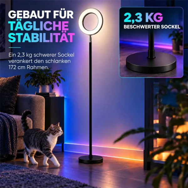 Staande Lamp 42W LED Dimbaar 3 Kleurtemperaturen Plafondschijnwerper Verstelbare Ringkop Zwart