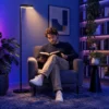 Staande Lamp 42W LED Dimbaar 3 Kleurtemperaturen Plafondschijnwerper Verstelbare Ringkop Zwart
