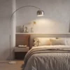 Staande Lamp, Boog ontwerp Met Marmeren Voet, 167 Cm, Zilver