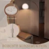 Staande Lamp, Gebogen Hoofd, Voetschakelaar, Marmeren Basis, Kunststof Kap, Wit