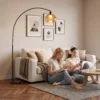 Staande Lamp, Gebogen Kop, Voetschakelaar, Marmeren Voet, Kunststof Kap, Grijs