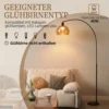 Staande Lamp, Gebogen Kop, Voetschakelaar, Marmeren Voet, Kunststof Kap, Grijs