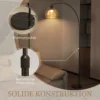 Staande Lamp, Gebogen Kop, Voetschakelaar, Marmeren Voet, Kunststof Kap, Grijs