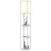 Staande Lamp Met 3 laags Rek, Voetschakelaar, USB aansluitingen, MDF, Wit