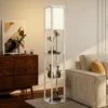 Staande Lamp Met Plank, 3 Vakken, Compacte Afmetingen, MDF, Wit