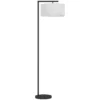 Staande Lamp, Vloerlamp, E27 Fitting, Zwart, Witte Stoffen Kap, Voetschakelaar, Ijzer, 47 X 37 X 153 Cm