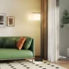 Staande Lamp, Vloerlamp, E27 Fitting, Zwart, Witte Stoffen Kap, Voetschakelaar, Ijzer, 47 X 37 X 153 Cm