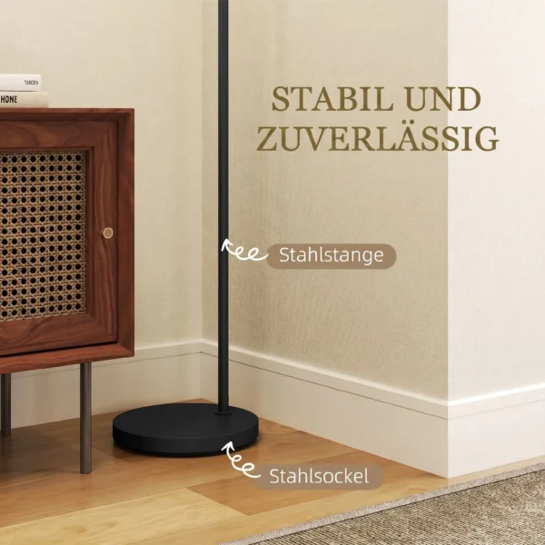 Staande Lamp, Vloerlamp, E27 Fitting, Zwart, Witte Stoffen Kap, Voetschakelaar, Ijzer, 47 X 37 X 153 Cm