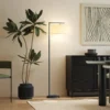 Staande Lamp, Vloerlamp, E27 Fitting, Zwart, Witte Stoffen Kap, Voetschakelaar, Ijzer, 47 X 37 X 153 Cm