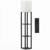 Stehlampe Mit Ablagen, Moderne Dimmbare Standlampe Mit Stoffschirm, Einstellbarer Farbtemperatur, Schwarz